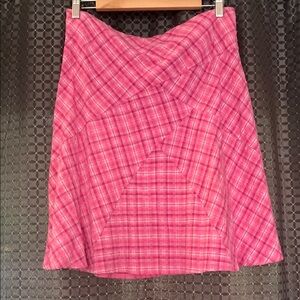Pink A-Line Asymmetrical Skirt Knee-Length